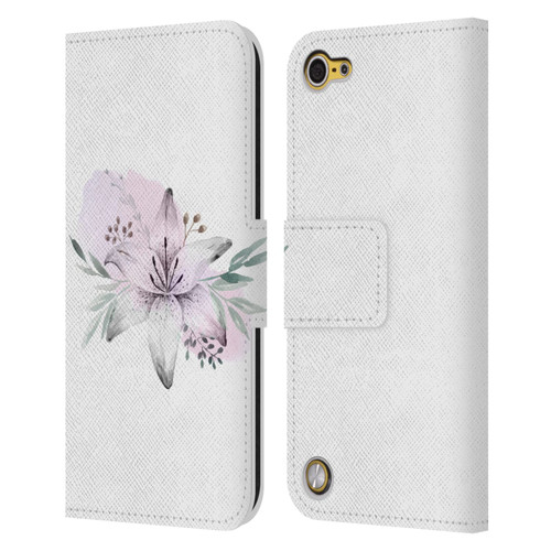 Anis Illustration Floral Pattern Lilium Flower Leather Book Wallet Case Cover For Apple iPod Touch 5G 5th Gen
