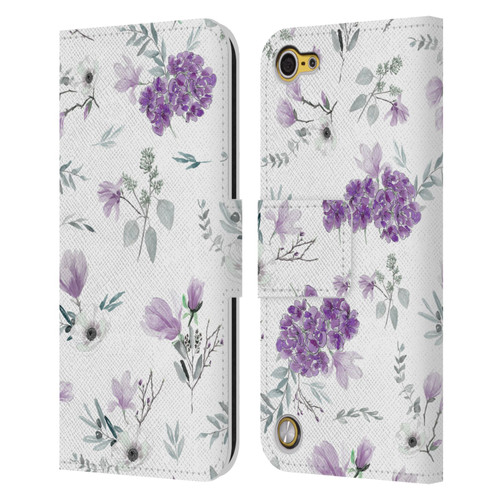 Anis Illustration Floral Pattern Romantic Blue Pink Leather Book Wallet Case Cover For Apple iPod Touch 5G 5th Gen
