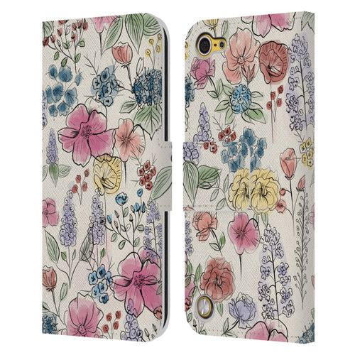 Anis Illustration Floral Pattern Wild Garden Leather Book Wallet Case Cover For Apple iPod Touch 5G 5th Gen