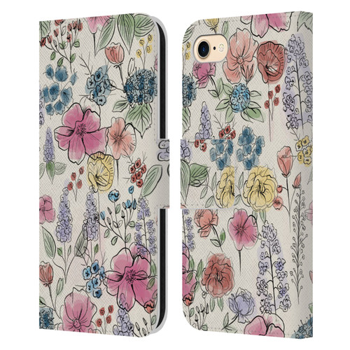 Anis Illustration Floral Pattern Wild Garden Leather Book Wallet Case Cover For Apple iPhone 7 / 8 / SE 2020 & 2022