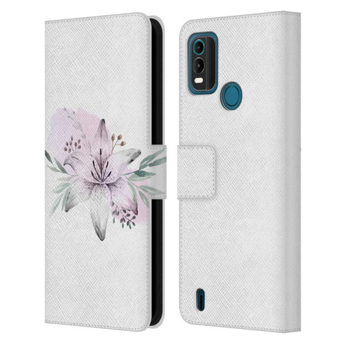 Anis Illustration Floral Pattern Lilium Flower Leather Book Wallet Case Cover For Nokia G11 Plus