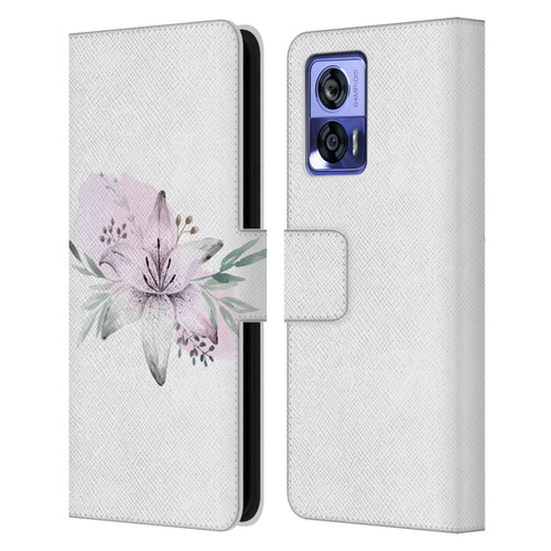 Anis Illustration Floral Pattern Lilium Flower Leather Book Wallet Case Cover For Motorola Edge 30 Neo 5G