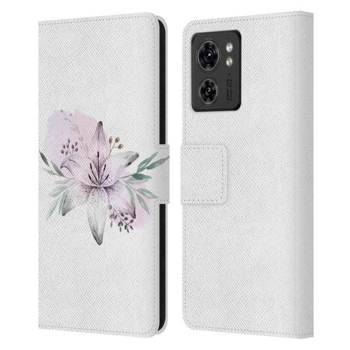 Anis Illustration Floral Pattern Lilium Flower Leather Book Wallet Case Cover For Motorola Moto Edge 40