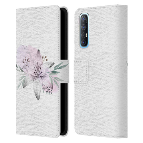Anis Illustration Floral Pattern Lilium Flower Leather Book Wallet Case Cover For OPPO Find X2 Neo 5G