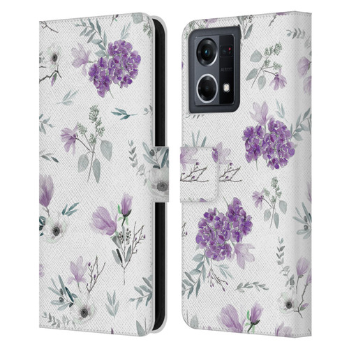 Anis Illustration Floral Pattern Romantic Blue Pink Leather Book Wallet Case Cover For OPPO Reno8 4G