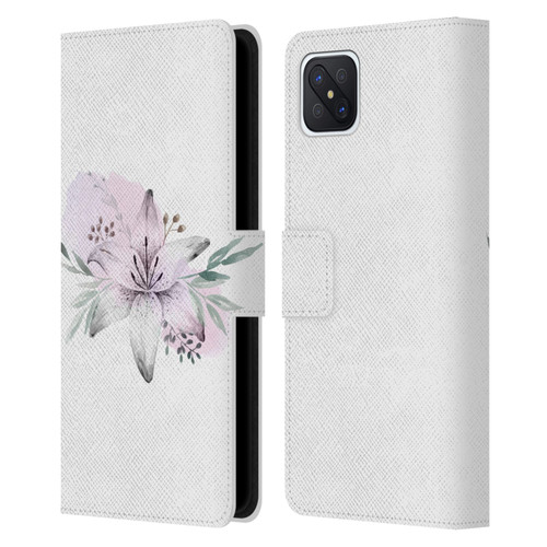 Anis Illustration Floral Pattern Lilium Flower Leather Book Wallet Case Cover For OPPO Reno4 Z 5G