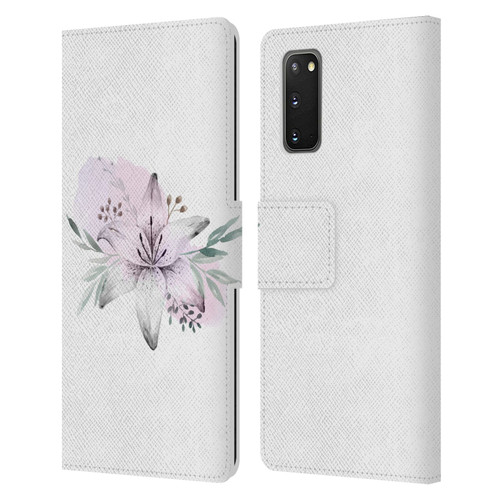 Anis Illustration Floral Pattern Lilium Flower Leather Book Wallet Case Cover For Samsung Galaxy S20 / S20 5G