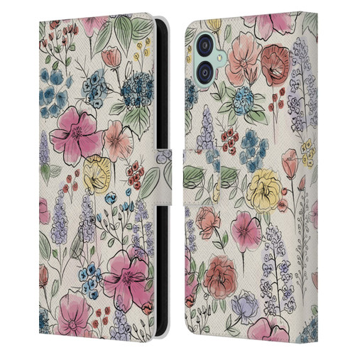 Anis Illustration Floral Pattern Wild Garden Leather Book Wallet Case Cover For Samsung Galaxy M04 5G / A04e