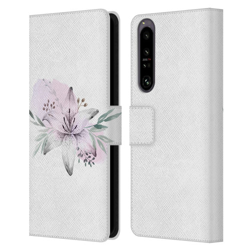 Anis Illustration Floral Pattern Lilium Flower Leather Book Wallet Case Cover For Sony Xperia 1 IV