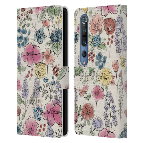 Anis Illustration Floral Pattern Wild Garden Leather Book Wallet Case Cover For Xiaomi Mi 10 5G / Mi 10 Pro 5G