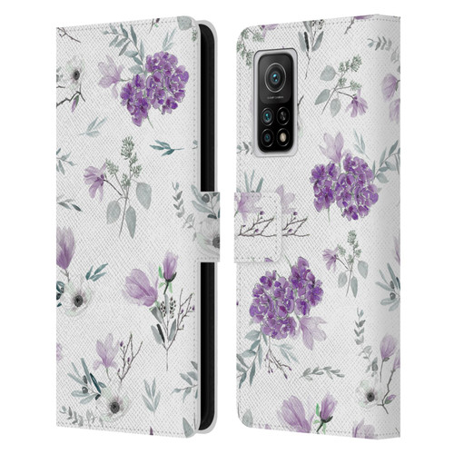 Anis Illustration Floral Pattern Romantic Blue Pink Leather Book Wallet Case Cover For Xiaomi Mi 10T 5G