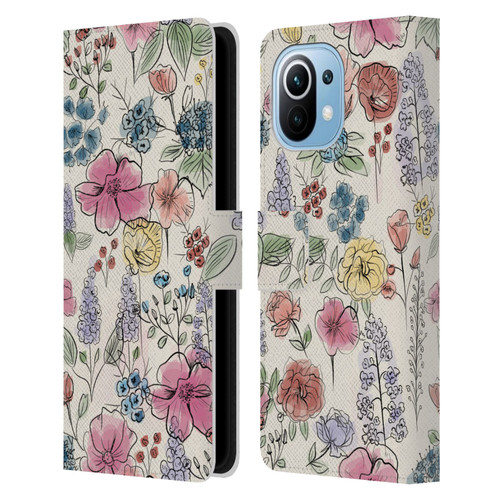 Anis Illustration Floral Pattern Wild Garden Leather Book Wallet Case Cover For Xiaomi Mi 11