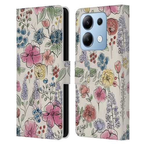 Anis Illustration Floral Pattern Wild Garden Leather Book Wallet Case Cover For Xiaomi Redmi Note 13/13 Pro 5G
