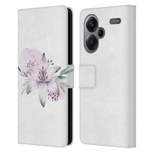 Anis Illustration Floral Pattern Lilium Flower Leather Book Wallet Case Cover For Xiaomi Redmi Note 13 Pro Plus 5G