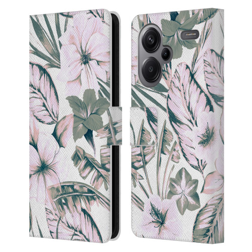 Anis Illustration Floral Pattern Pink Tropicals Leather Book Wallet Case Cover For Xiaomi Redmi Note 13 Pro Plus 5G