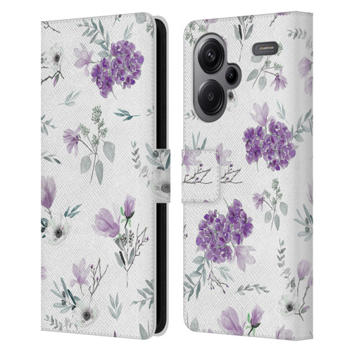 Anis Illustration Floral Pattern Romantic Blue Pink Leather Book Wallet Case Cover For Xiaomi Redmi Note 13 Pro Plus 5G