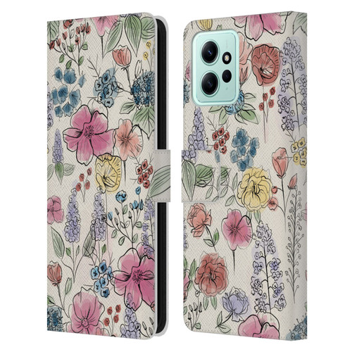 Anis Illustration Floral Pattern Wild Garden Leather Book Wallet Case Cover For Xiaomi Redmi 12