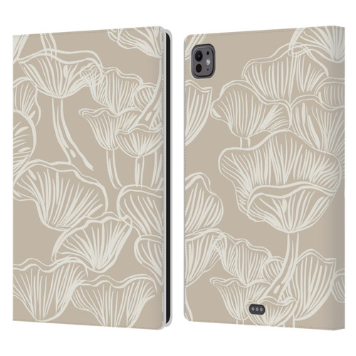 Anis Illustration Mix Pattern Mushrooms Neutrals Leather Book Wallet Case Cover For Apple iPad Pro 11 M4 2024