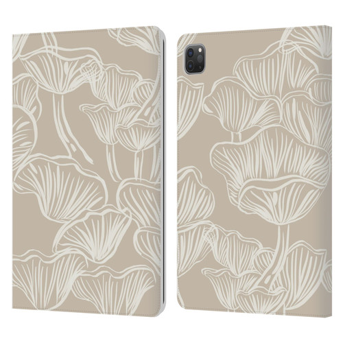 Anis Illustration Mix Pattern Mushrooms Neutrals Leather Book Wallet Case Cover For Apple iPad Pro 11 2020 / 2021 / 2022