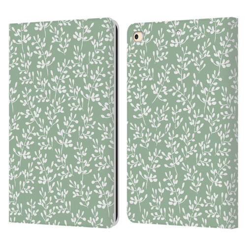 Anis Illustration Mix Pattern Tiny Leaves Beige Leather Book Wallet Case Cover For Apple iPad 9.7 2017 / iPad 9.7 2018