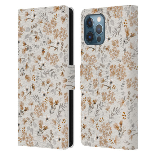 Anis Illustration Mix Pattern Romantic Neutrals Leather Book Wallet Case Cover For Apple iPhone 12 Pro Max