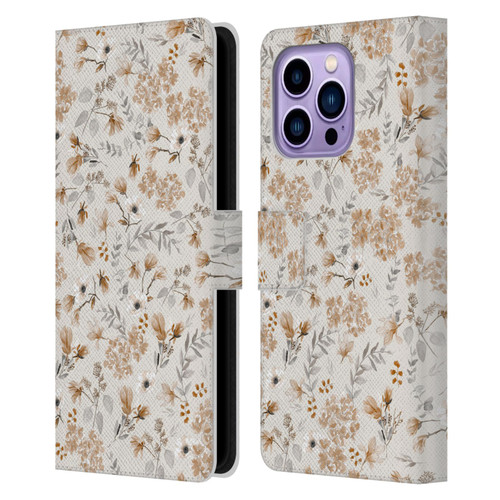 Anis Illustration Mix Pattern Romantic Neutrals Leather Book Wallet Case Cover For Apple iPhone 14 Pro Max