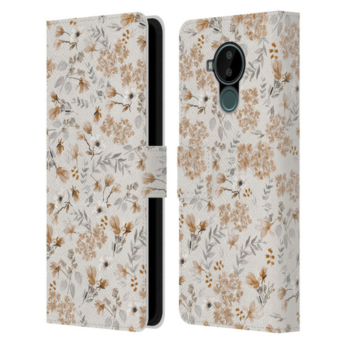 Anis Illustration Mix Pattern Romantic Neutrals Leather Book Wallet Case Cover For Nokia C30