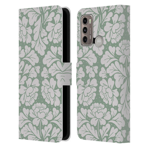 Anis Illustration Mix Pattern Baroque Pastel Green Leather Book Wallet Case Cover For Motorola Moto G60 / Moto G40 Fusion