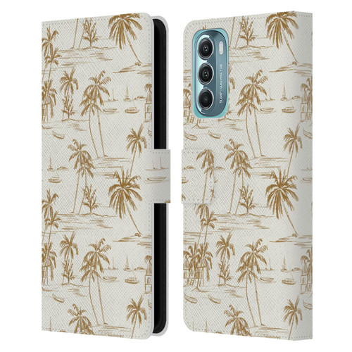 Anis Illustration Mix Pattern Beach Beige Gold Leather Book Wallet Case Cover For Motorola Moto G Stylus 5G (2022)