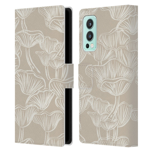 Anis Illustration Mix Pattern Mushrooms Neutrals Leather Book Wallet Case Cover For OnePlus Nord 2 5G