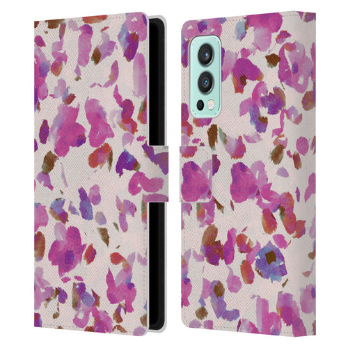 Anis Illustration Mix Pattern Soft Feminine Pink Flowers Leather Book Wallet Case Cover For OnePlus Nord 2 5G