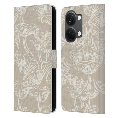Anis Illustration Mix Pattern Mushrooms Neutrals Leather Book Wallet Case Cover For OnePlus Nord 3 5G