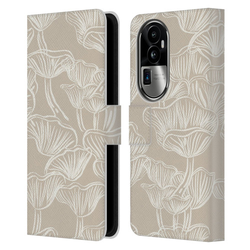 Anis Illustration Mix Pattern Mushrooms Neutrals Leather Book Wallet Case Cover For OPPO Reno10 Pro+