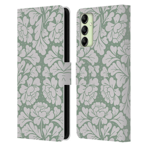 Anis Illustration Mix Pattern Baroque Pastel Green Leather Book Wallet Case Cover For Samsung Galaxy A14 5G
