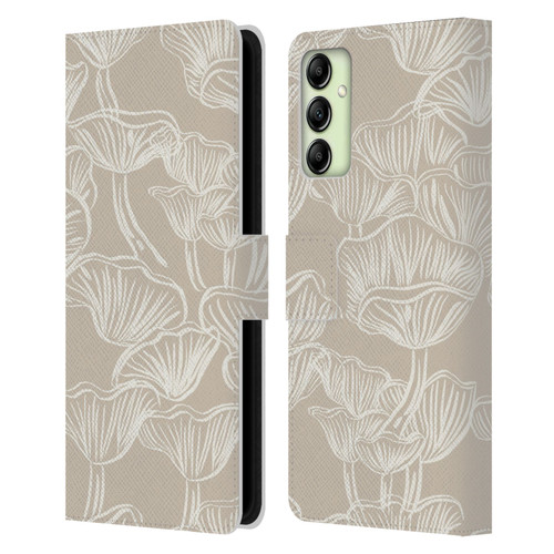 Anis Illustration Mix Pattern Mushrooms Neutrals Leather Book Wallet Case Cover For Samsung Galaxy A14 5G