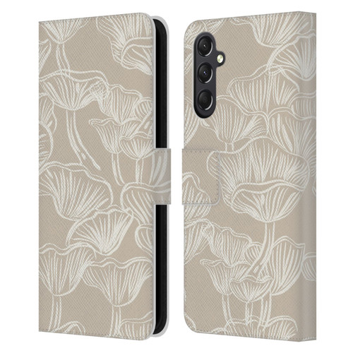 Anis Illustration Mix Pattern Mushrooms Neutrals Leather Book Wallet Case Cover For Samsung Galaxy A24 4G / M34 5G