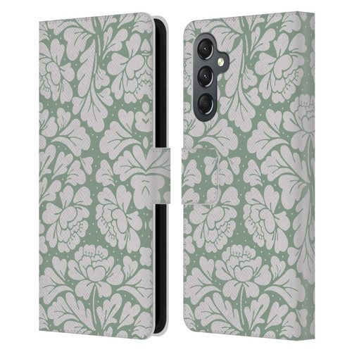 Anis Illustration Mix Pattern Baroque Pastel Green Leather Book Wallet Case Cover For Samsung Galaxy A25 5G