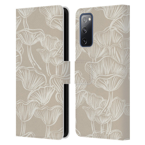Anis Illustration Mix Pattern Mushrooms Neutrals Leather Book Wallet Case Cover For Samsung Galaxy S20 FE / 5G