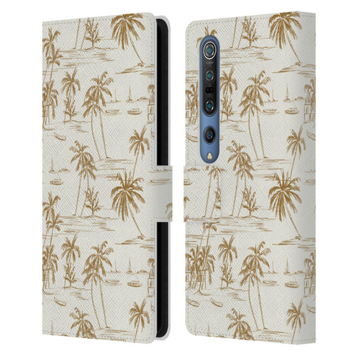 Anis Illustration Mix Pattern Beach Beige Gold Leather Book Wallet Case Cover For Xiaomi Mi 10 5G / Mi 10 Pro 5G