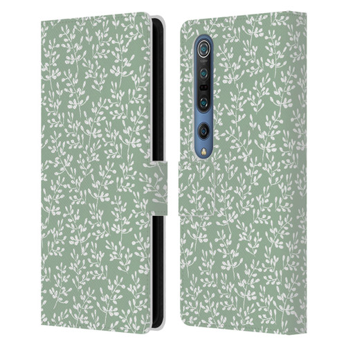 Anis Illustration Mix Pattern Tiny Leaves Beige Leather Book Wallet Case Cover For Xiaomi Mi 10 5G / Mi 10 Pro 5G