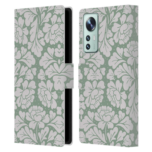 Anis Illustration Mix Pattern Baroque Pastel Green Leather Book Wallet Case Cover For Xiaomi 12