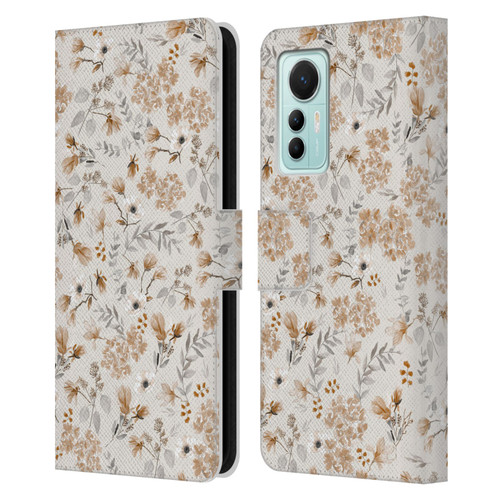 Anis Illustration Mix Pattern Romantic Neutrals Leather Book Wallet Case Cover For Xiaomi 12 Lite