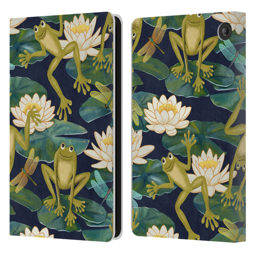 Micklyn Le Feuvre Flora And Fauna Frogs and Lilies Leather Book Wallet Case Cover For Amazon Fire 7 2022