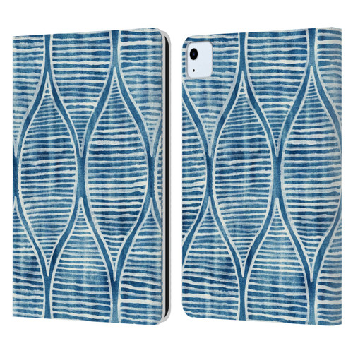 Micklyn Le Feuvre Flora And Fauna Hand Painted Blue White Pattern Leather Book Wallet Case Cover For Apple iPad Air 11 2020/2022/2024