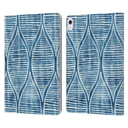 Micklyn Le Feuvre Flora And Fauna Hand Painted Blue White Pattern Leather Book Wallet Case Cover For Apple iPad Air 13 2024