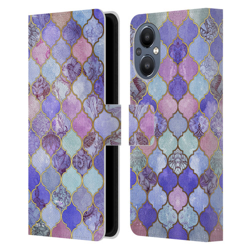 Micklyn Le Feuvre Moroccan Decorative Purple Leather Book Wallet Case Cover For OnePlus Nord N20 5G