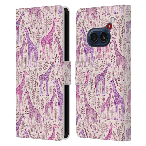 Micklyn Le Feuvre Wildlife Pink Giraffes Leather Book Wallet Case Cover For Nothing Phone (2a)