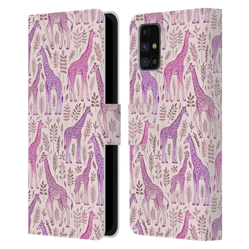 Micklyn Le Feuvre Wildlife Pink Giraffes Leather Book Wallet Case Cover For Samsung Galaxy M31s (2020)