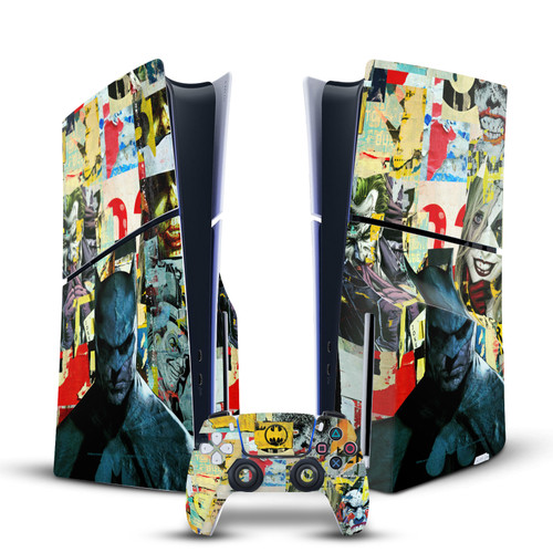 Batman DC Comics Logos And Comic Book Torn Collage Vinyl Sticker Skin Decal Cover for Sony PS5 Slim Disc Edition Bundle