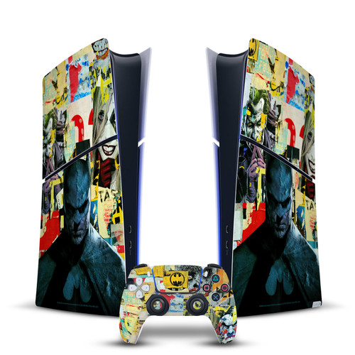 Batman DC Comics Logos And Comic Book Torn Collage Vinyl Sticker Skin Decal Cover for Sony PS5 Slim Digital Edition Bundle